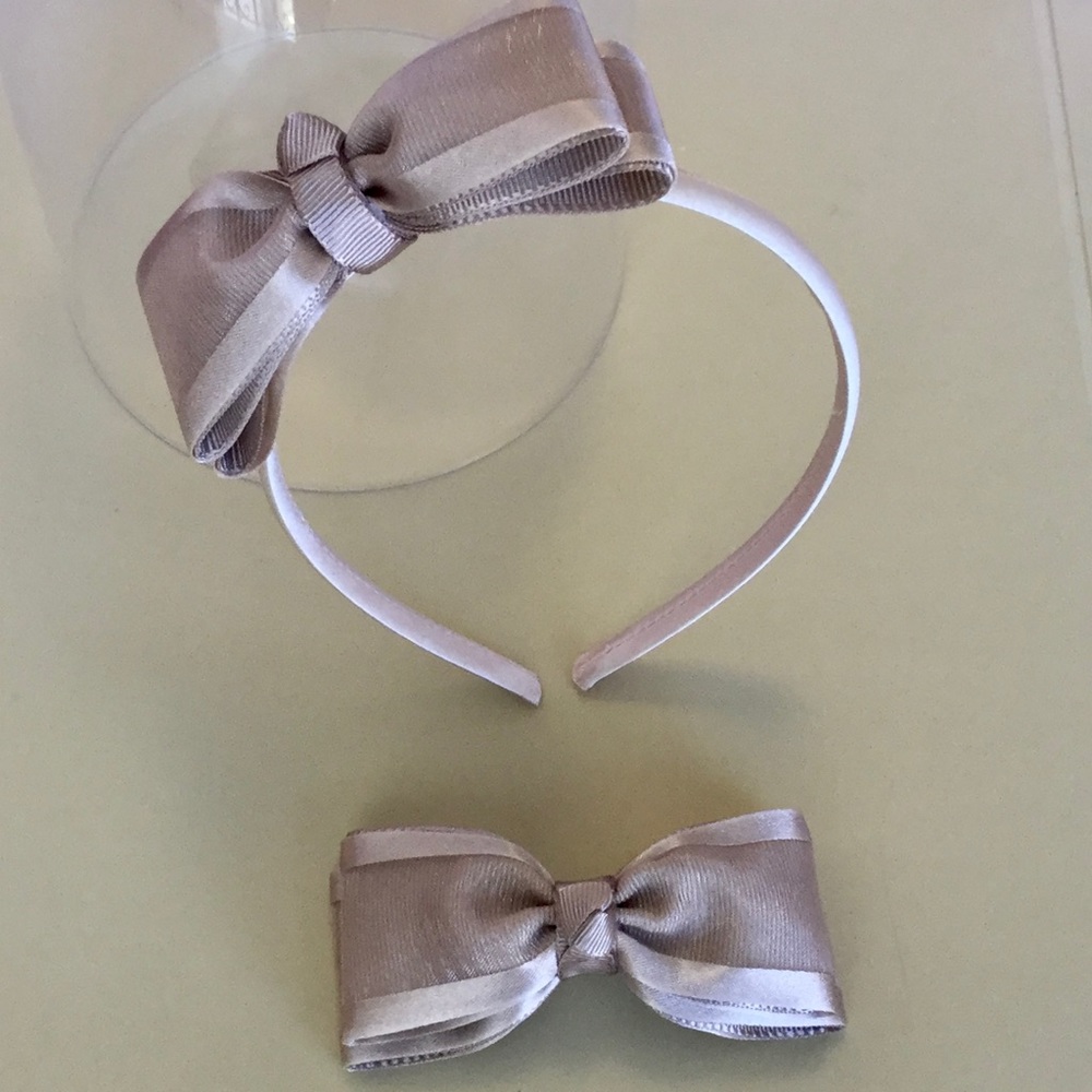 Taupe Hairband & Bow Set